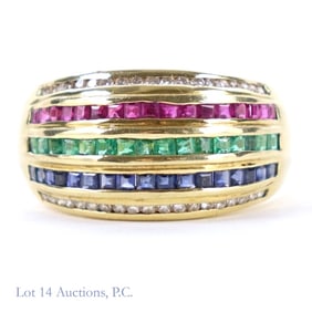 LeVian Style18k Y Gold Diamond Emerald Ruby Ring