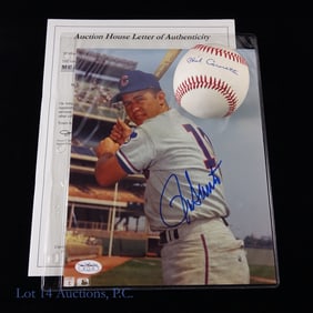 Phil Cavaretta Signed Ball & Ron Santo Photo (COA)
