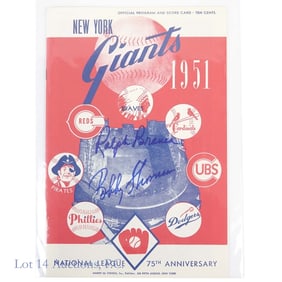 Bobby Thomson Ralph Branca Signed Replica Program