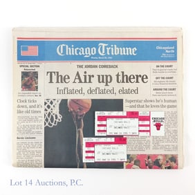 (2) 1995 Chicago Bulls Tickets & Chicago Tribune