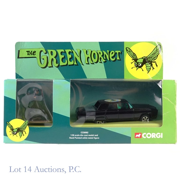 2001 Corgi Green Hornet Die Cast Black Beauty: New in package 2001 Corgi 1:36 die-cast model of the Back Beauty, the heavily armed car of choice by The Green Hornet. No. CC50902. Also includes a hand painted metal figurine of Kato, trusted chauffe
