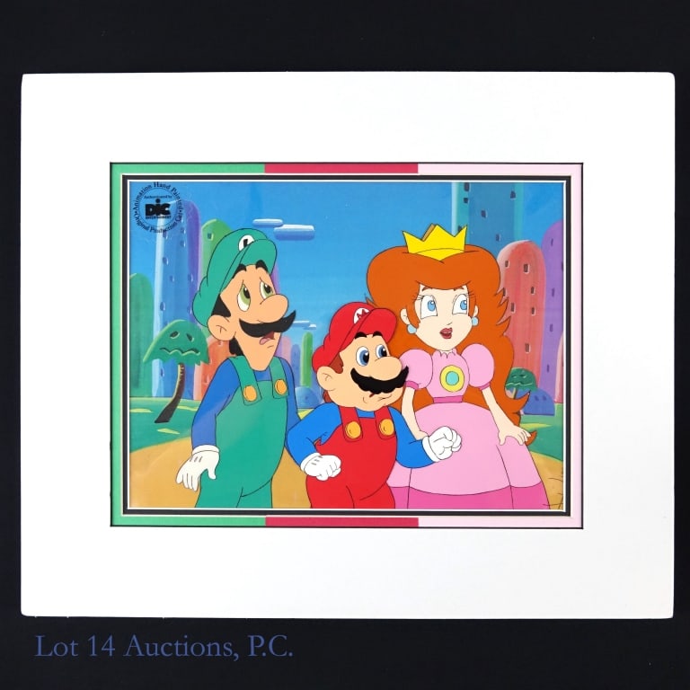 Super Mario Bros. Super Show Cel, COA: Super Mario Bros. Super Show Cel, COA. Original hand painted cel se-up #1115 created for Super Mario Brothers Super Show, 1989 with Certificate of Authenticity. Visible art - 11" x 8.5". Cardboard fra