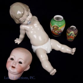 Bisque Doll Head, Porcelain Baby Japan Urns