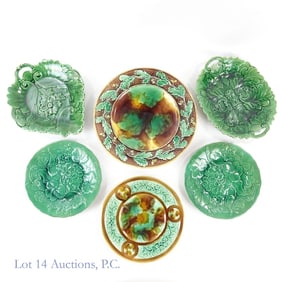 Majolica Plates - Green & Green with Amber (6)