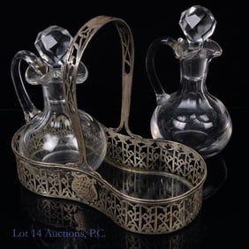 Meriden Oil Vinegar Cruets Antique Sterling Silver