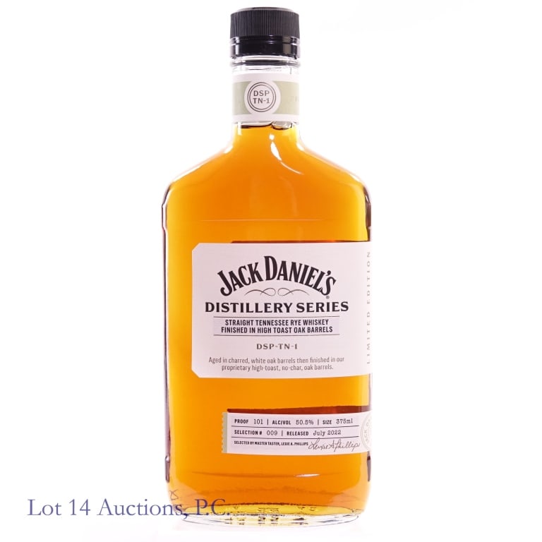 Jack Daniel's Dist. Series High Toast Oak Whiskey: Jack Daniel's Distillery Series High Toast Oak Oak Barrels Tennessee Whiskey, 101 Proof, 375 ml, Selection #9, Released: July 2022.