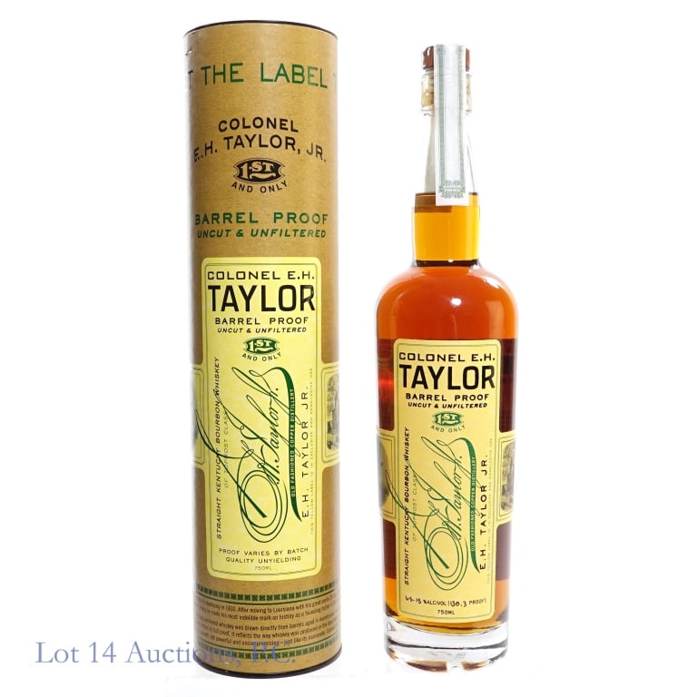 Colonel E.H. Taylor Barrel Proof Bourbon (Batch 9): Colonel E.H. Taylor Barrel Proof Bourbon (2020), 130.3 Proof, 750 ml, Batch #9, Cylinder tube included, small cut on top of tube. Please see photos for additional details.
