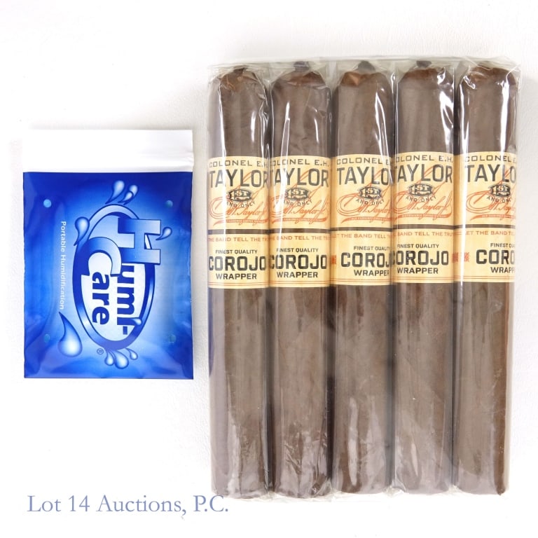 E.H. Taylor Corojo Wrapper Toro Gordo Cigar 5 Pack: Colonel E.H. Taylor Corojo Wrapper Toro Gordo Cigars, 6" x 56, Pack of 5, Origin: Dominican Republic. Consigner stored these cigars since original purchase in a humidity-controlled humidor, and transp