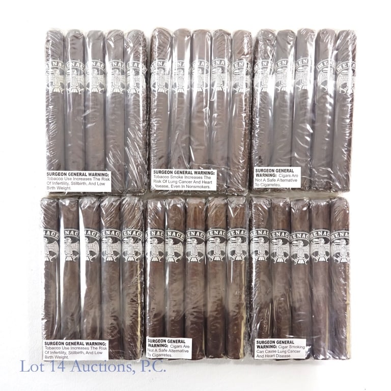 Black Crown Menace Cigars (6 Packs 5): Black Crown "Menace" Cigars, Toro (6" x 50), Wrapper: Connecticut Broadleaf, Origin: Nicaragua, six packs of 5. Consigner stored these cigars since original purchase in a humidity-controlled humidor,