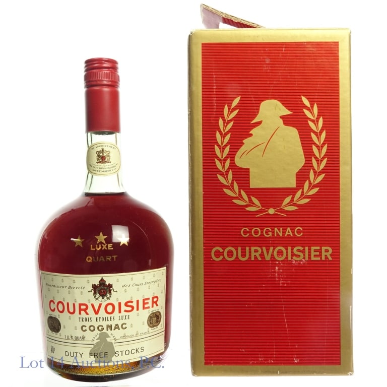 Courvoisier Trois Etoiles Luxe Cognac (1 Quart): Courvoisier Trois Etoiles Luxe Cognac, 80 Proof, 1 Quart, Box included.