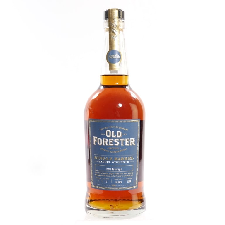 Old Forester Barrel Strength Bourbon Store Pick: Old Forester Single Barrel Barrel Strength Bourbon, 128.8 Proof, 750 ml, Total Beverage Private Selection.