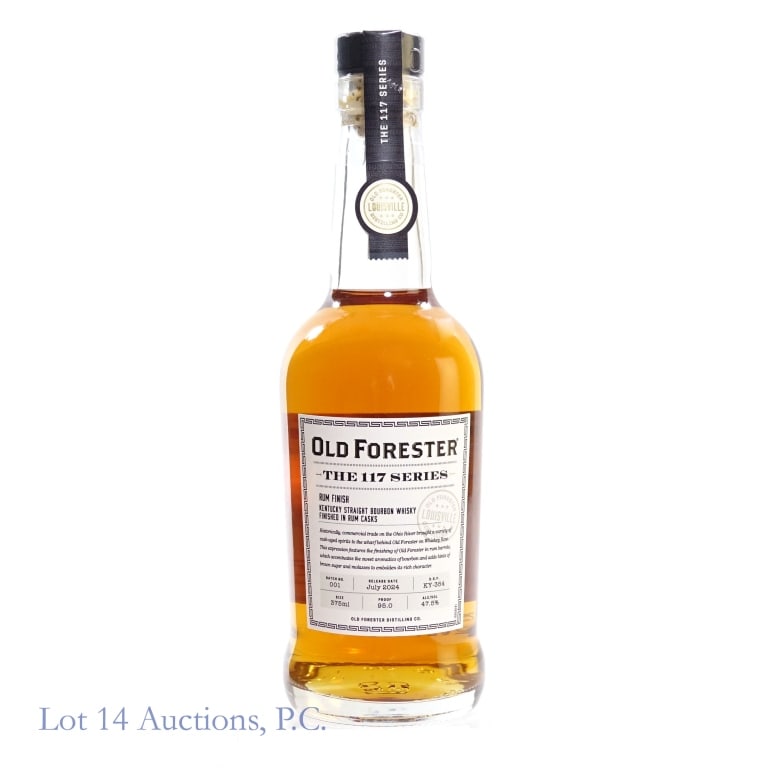 Old Forester The 117 Series Rum Finish Bourbon: Old Forester The 117 Series Rum Finish Bourbon (2024), 95 Proof, 375 ml, Batch #1, Released: July 2024. Finished in Rum casks.