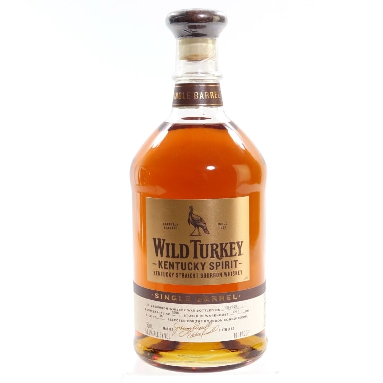 Wild Turkey Kentucky Spirit SB Bourbon (2024): Wild Turkey Kentucky Spirit Single Barrel Bourbon (2024), 101 Proof, 750 ml, Bottled: 8-29-24, Barrel #3396.