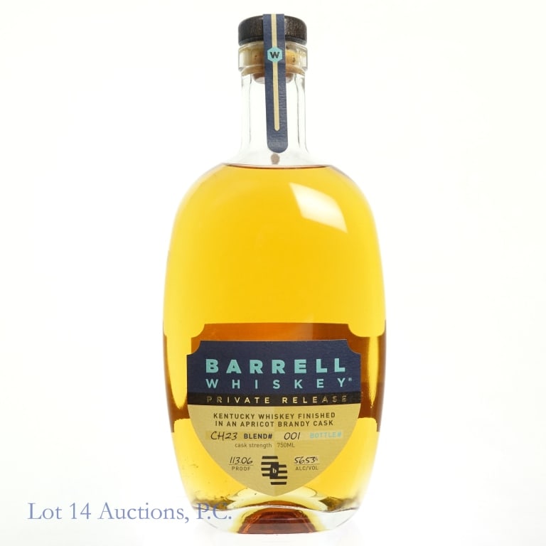 Barrell Craft Spirits Apricot Brandy Cask Whiskey: Barrell Craft Spirits Private Release Whiskey, 113.06 Proof, 750 ml, Apricot brandy casks, Blend #CH23, Bottle #1.