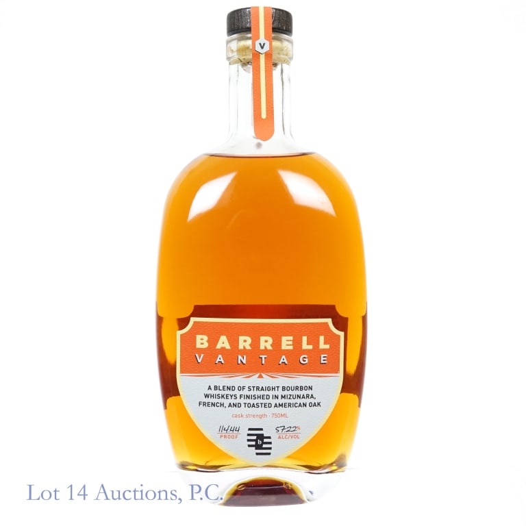 Barrell Craft Spirits Vantage Bourbon: Barrell Craft Spirits Vantage Bourbon, 114.44 Proof, 750 ml, Finished in Mizunara, French, and toasted American oak.