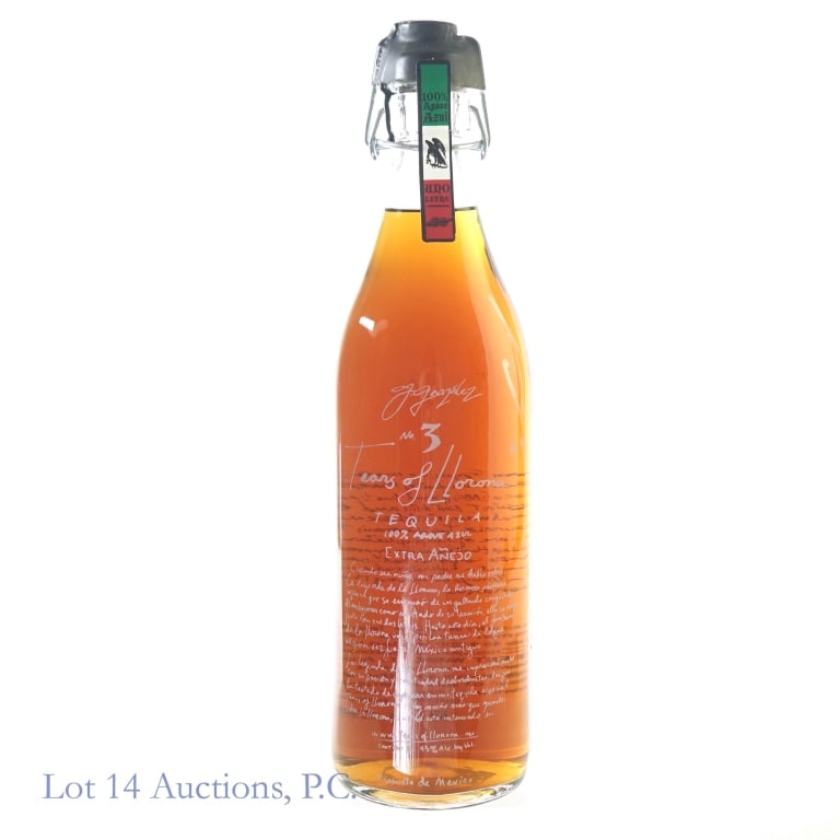 Tears of Llorona No. 3 Extra Anejo Tequila (1L): Tears of Llorona No. 3 Extra Anejo Tequila, 86 Proof, 1 Liter. Signed by Master Distiller German Gonzalez.
