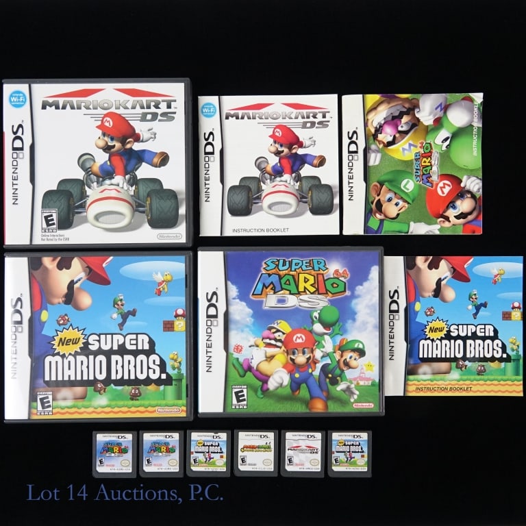 Nintendo DS Mario Themed Video Games (6): Nintendo DS Mario Themed Video Games (6). (2x) New Super Mario Bros. (1 CIB). (2x) Super Mario 64 DS (1 CIB). Mario Kart DS (CIB). Mario & Luigi Bowser's Inside Story.