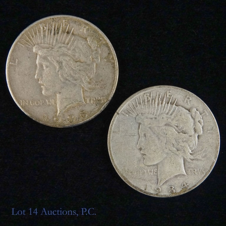 1934-S & 1935-S Silver Peace Dollars (VF-XF) (2) (1 of 2)