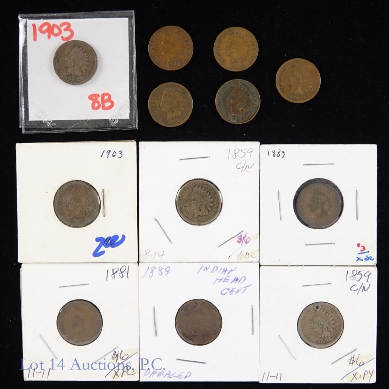 1859 - 1908 U.S. Indian Head Cents (12) (1 of 2)