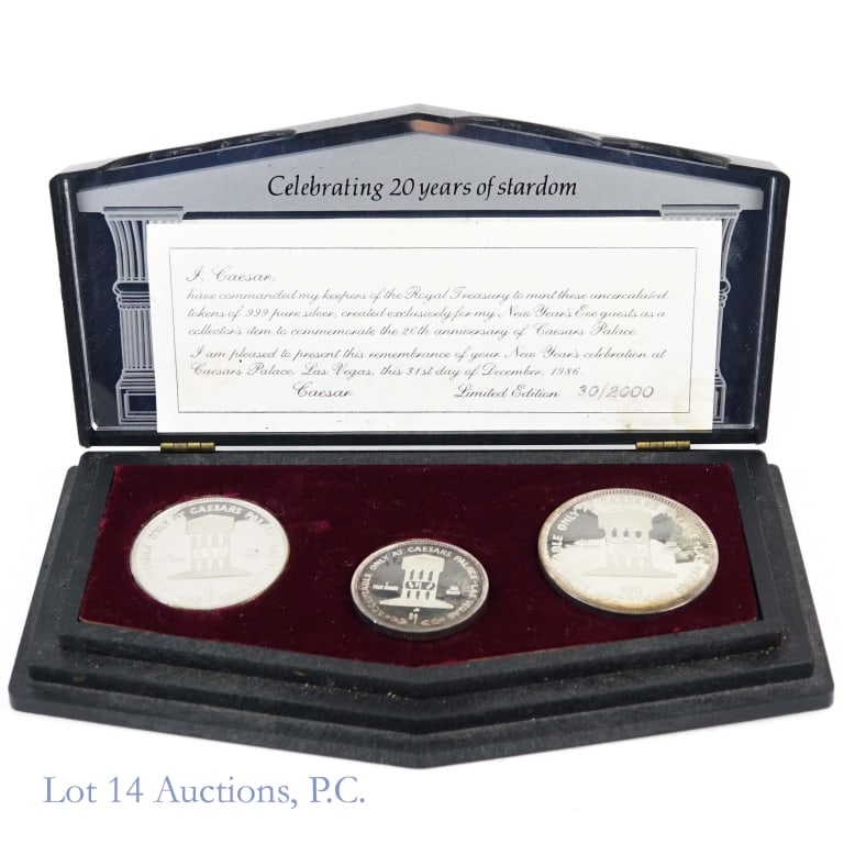 1986 99.9% Silver Caesars Palace Gaming Tokens (3) (1 of 5)