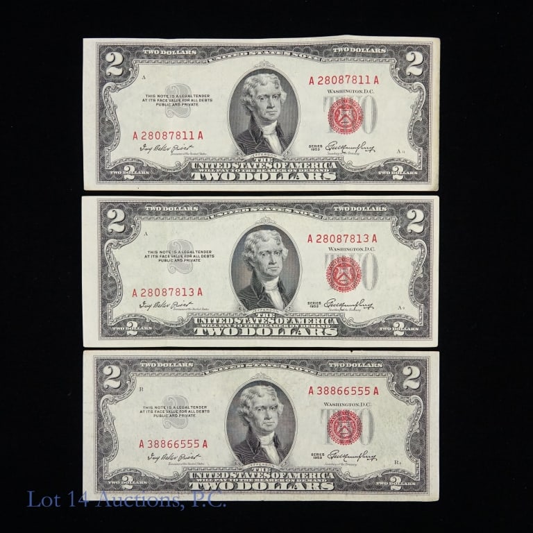1953 U.S. $2 Legal Tender Notes - Red Seal (3) (1 of 3)