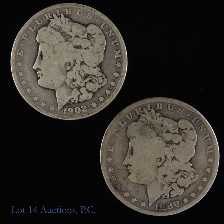 1880-O & 1902 Silver Morgan Dollars (VG) (1 of 2)
