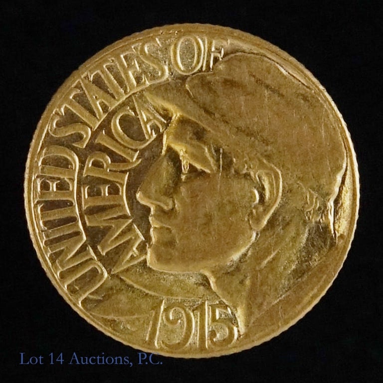 Rare U.S. 1915-S Gold Pan Pac Expo $1 (CH BU) (1 of 3)