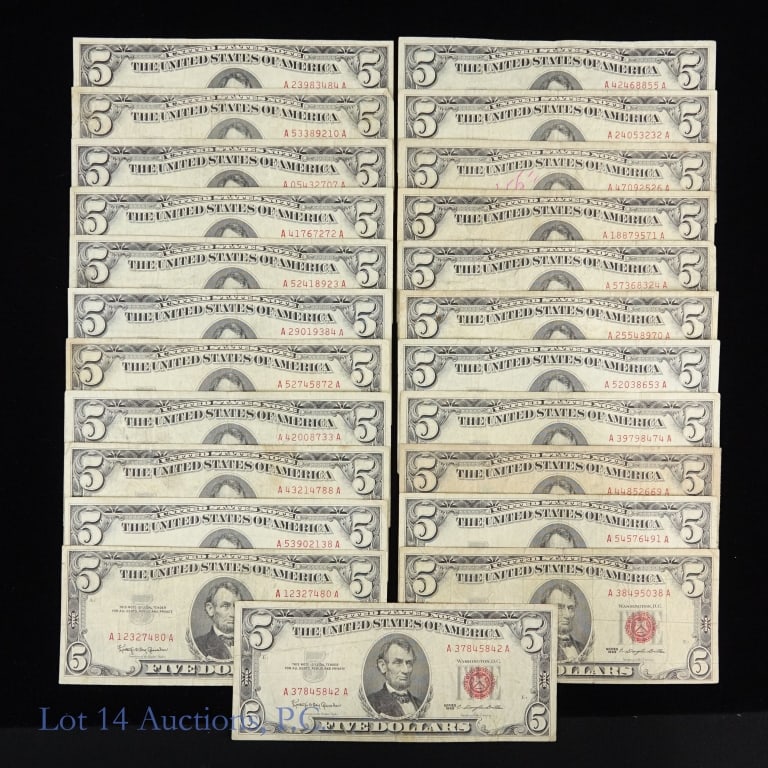 1963 U.S. $5 Legal Tender Notes - Red Seal (23) (1 of 5)