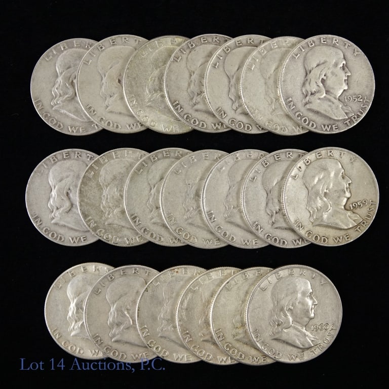 90% Silver U.S. Franklin Half Dollars (20) (1 of 5)
