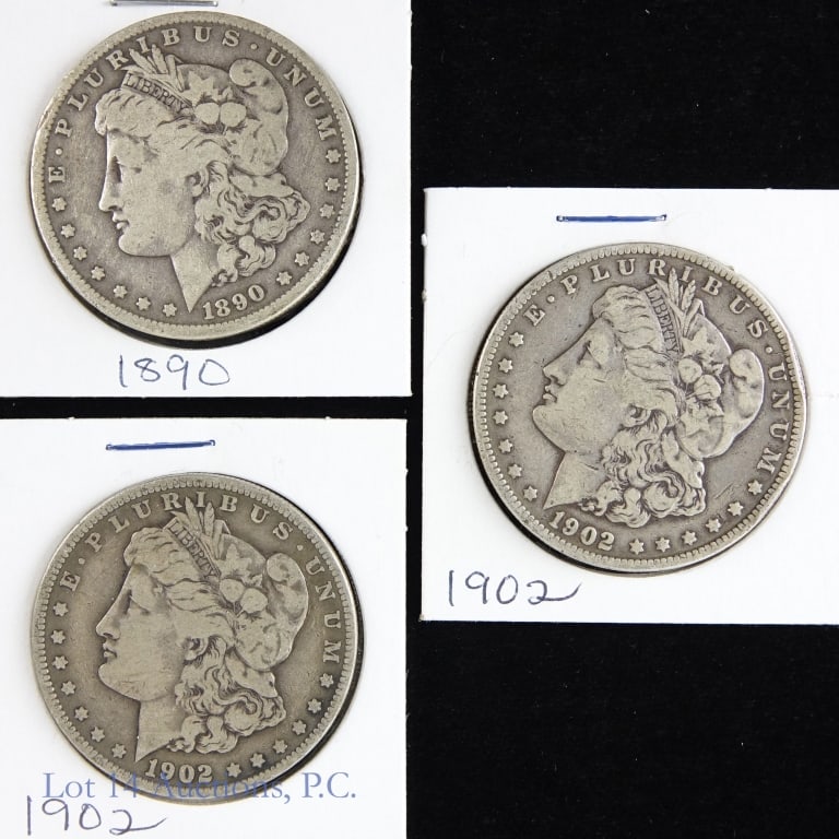 1890 & 1902 Silver Morgan Dollars (3) (1 of 2)