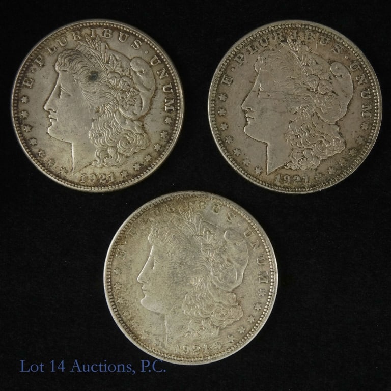 1921 P, D, S Silver Morgan Dollars (3) (1 of 2)