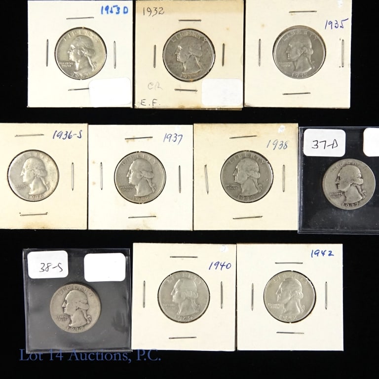 1932 - 1953 Silver Washington Quarters (10) (1 of 5)