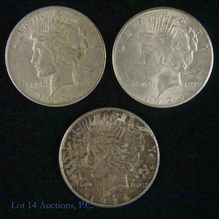 1926 P, D & S Silver Peace Dollars (UNC) (3) (1 of 2)
