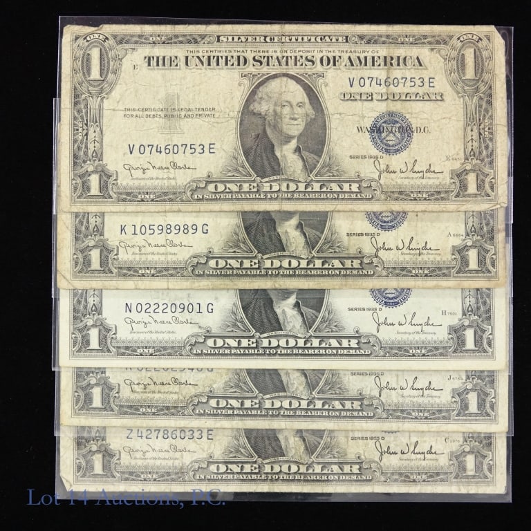 1935-D $1 Silver Certificates - Blue Shield (5) (1 of 5)