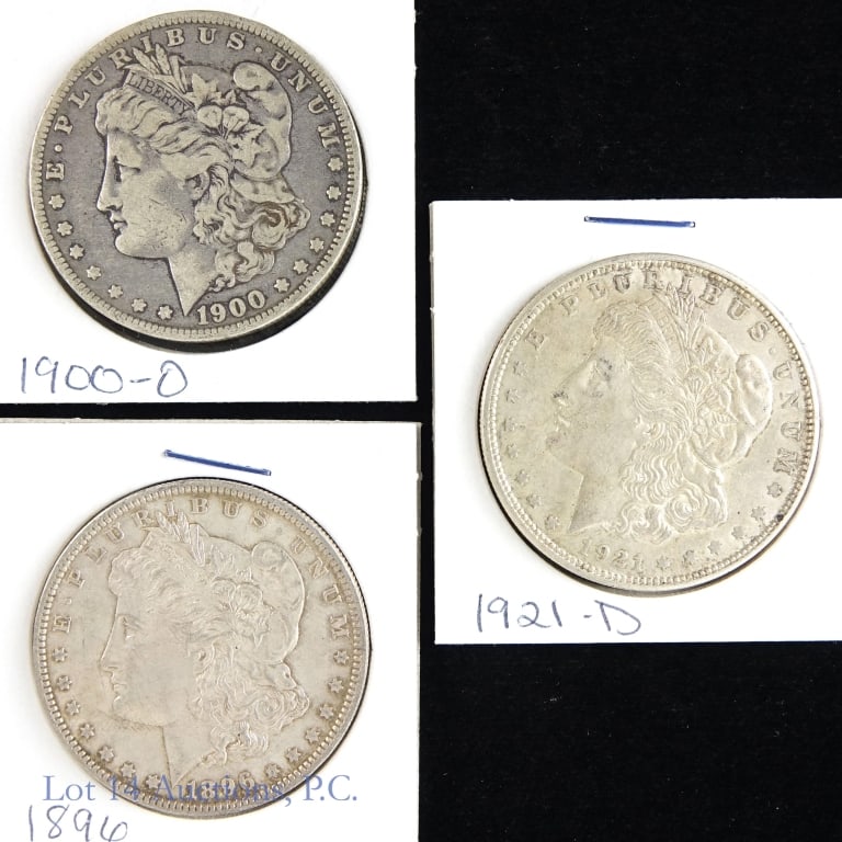 1896,1900-O & 1921-D Silver Morgan Dollars (3) (1 of 2)