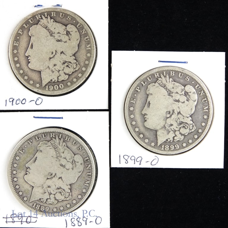 1889-O, 1899-O & 1900-O Silver Morgan Dollars (3) (1 of 2)