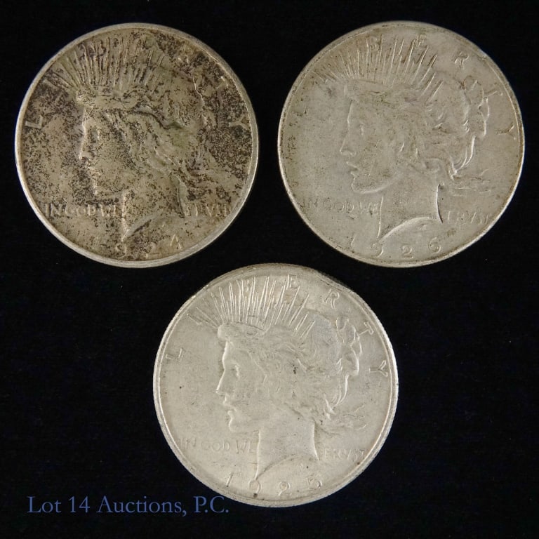 1924-S, 1925-S & 1926-S Silver Peace Dollars (3) (1 of 2)