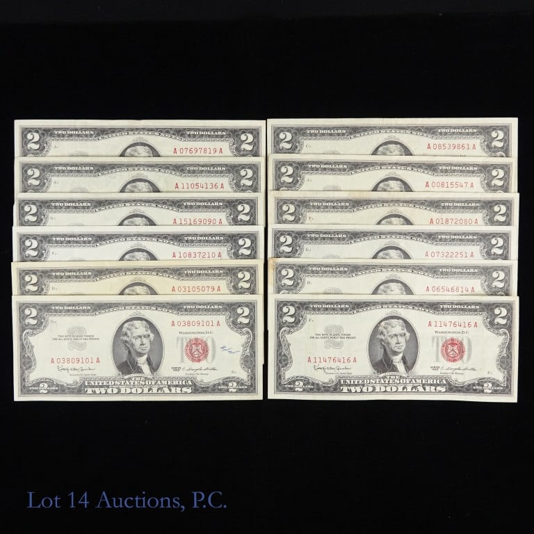 1963 U.S. $2 Legal Tender Notes - Red Seal (12) (1 of 5)