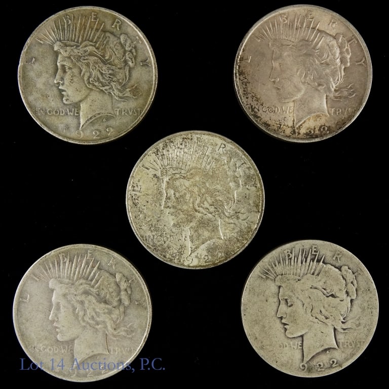 1922 Silver Peace Dollars (5) (1 of 2)