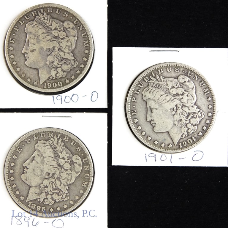 1896-O,1900-O & 1901-O Silver Morgan Dollars (3) (1 of 2)