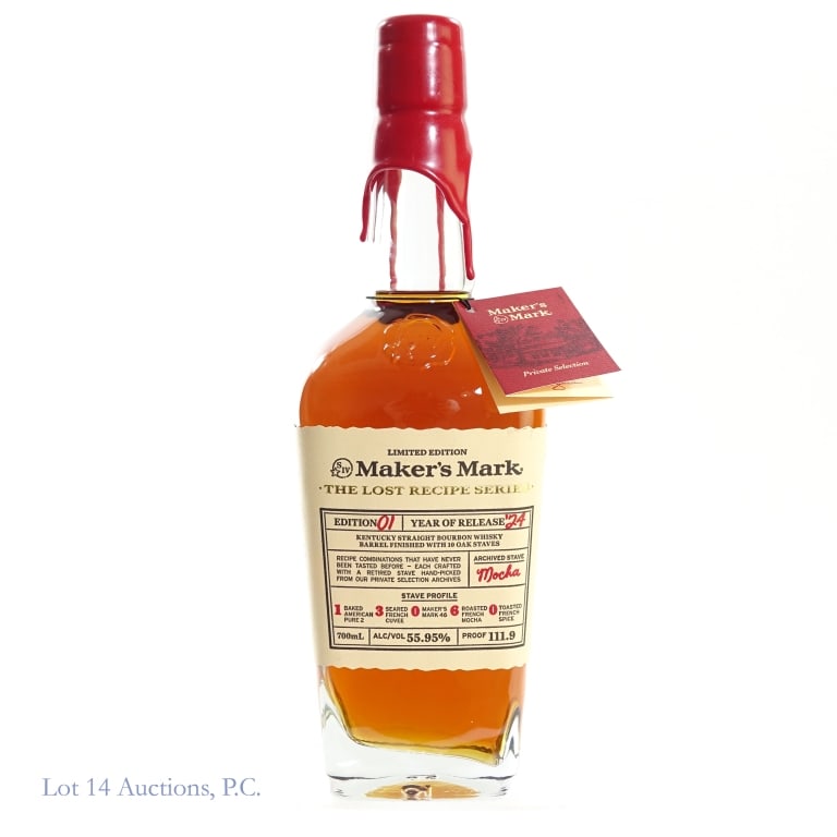 Maker's Mark The Lost Recipe Series Bourbon (2024): Maker's Mark The Lost Recipe Series Bourbon (2024), 111.9 Proof, 700 ml, Edition: 1, Archived Stave: Mocha.