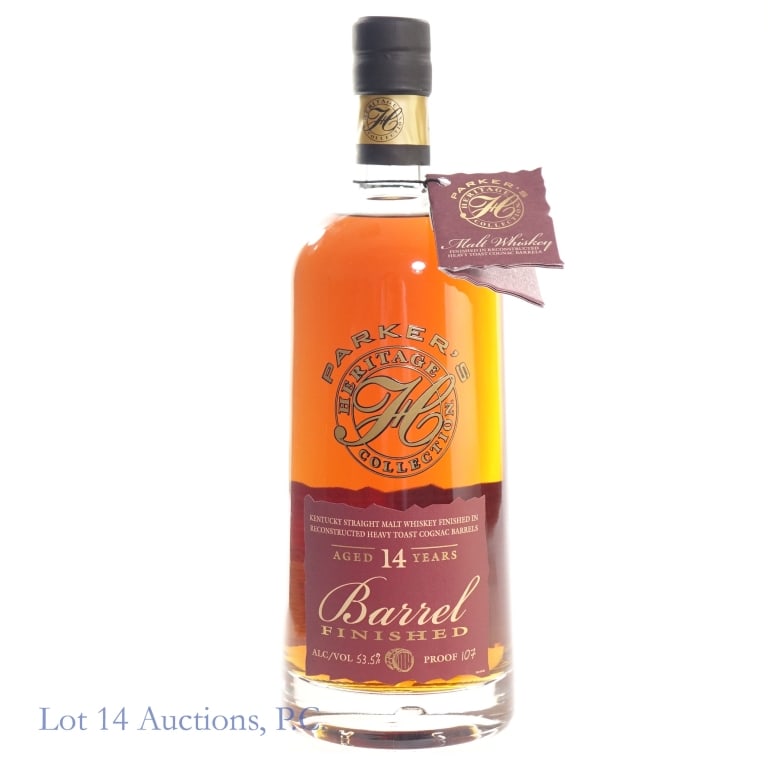 Parker's Heritage 14 Yr Brrl Finished Malt Whiskey: Parker's Heritage 14 Year Barrel Finished Malt Whiskey (2024), 107 Proof, 750 ml, 18th Edition, Finished in reconstructed heavy toast cognac barrels.