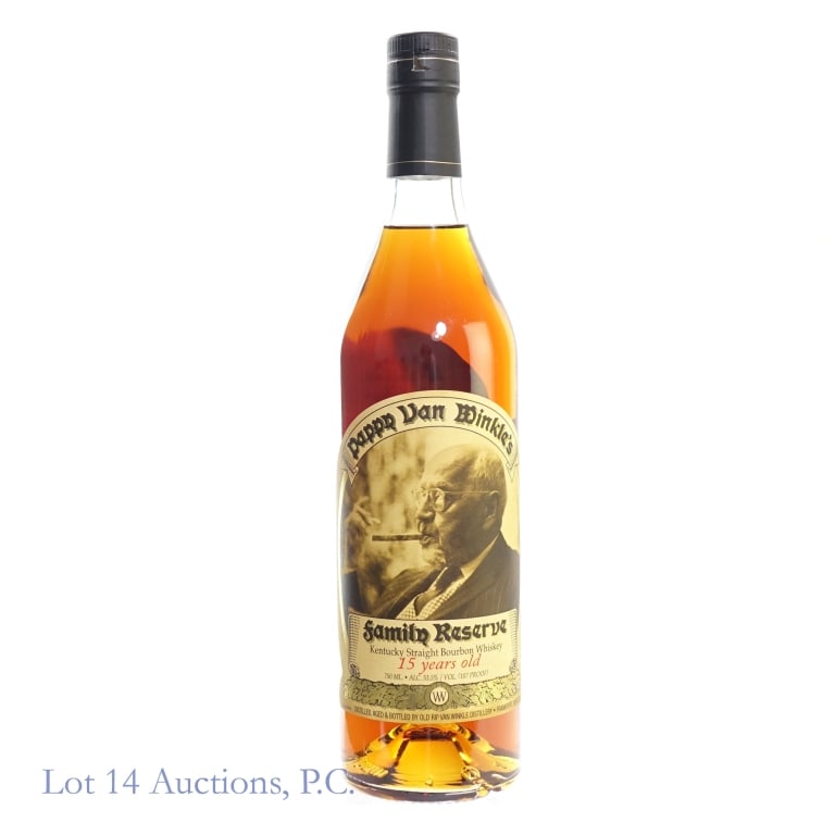 Pappy Van Winkle 15 Yr Family Res Bourbon: Pappy Van Winkle 15 Year Family Reserve Bourbon 107 Proof, 750 ml, laser code unavailable.