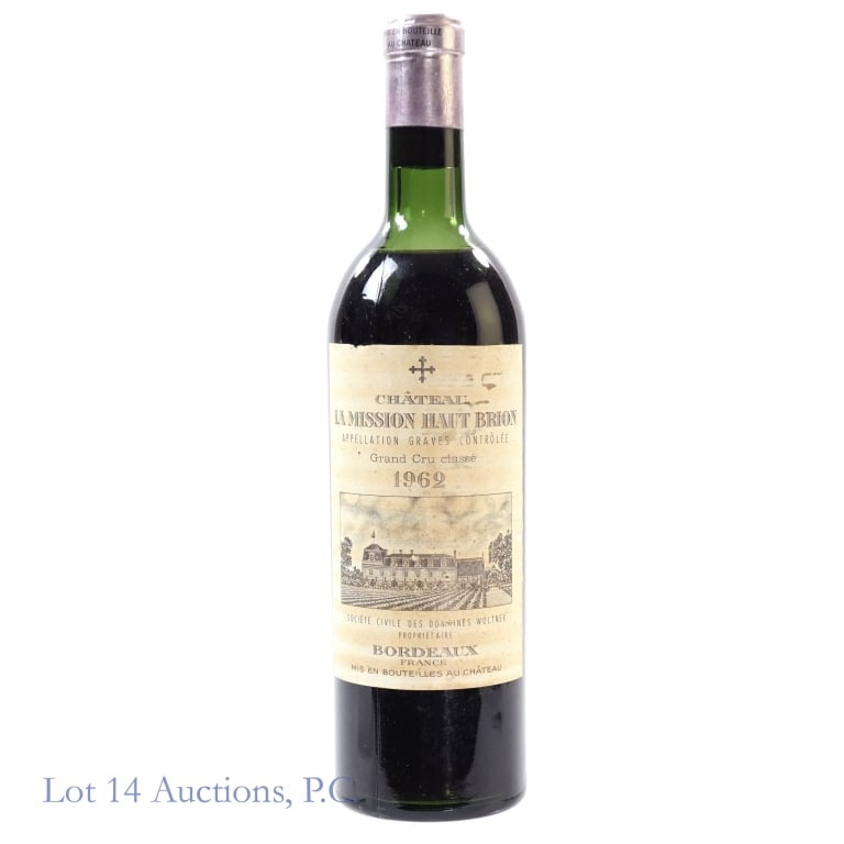 1962 Chateau La Mission Haut Brion Graves: 1962 Chateau La Mission Haut Brion Graves Grand Cru, %ABV: N/A, 750 ml, Vintage: 1962, Region: Bordeaux, France, Appellation: Graves. 90 rating by Wine Spectator. Severe sediment around neck of bottle