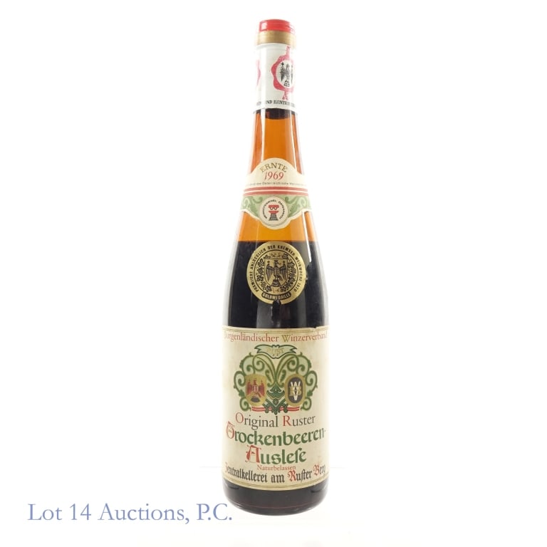 1969 Original Ruster Trokenbeerenauslese Reisling: 1969 Original Ruster Trokenbeerenauslese Reisling, 12% ABV, 1 Pint, 8 Ounces, Vintage: 1969, Region: Burgenland, Austria. Gold Medal from the Kremser Weinwoche.