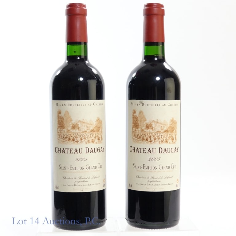 2005 Chateau Daugay Saint-Emilion Grand Cru (2): 2 bottles total in this lot. 2005 Chateau Daugay Saint-Emilion Grand Cru, 14% ABV, 750 ml, Vintage: 2005, Region: Bordeaux, France, Appellation: Saint-Emilion (x2).