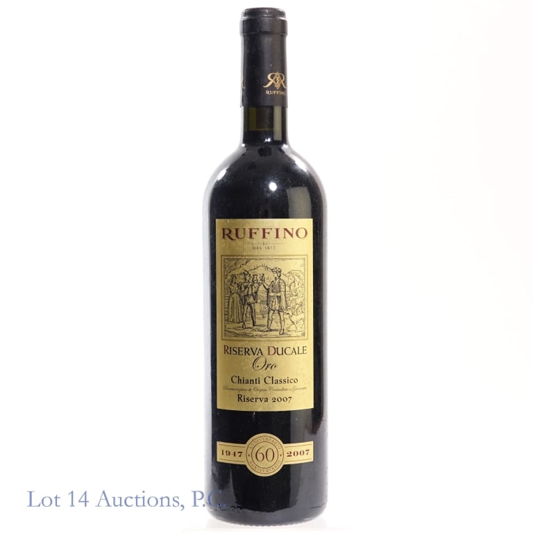 2007 Ruffino Riserva Ducale Oro-Gold Chianti DOCG: 2007 Ruffino Riserva Ducale Oro-Gold Chianti Classico Denominazione di Origine Controllata Garantita (DOCG), 13.5% ABV, 750 ml, 60th Anniversary 1947-2007, Vintage: 2007, Region: Tuscany, Italy.