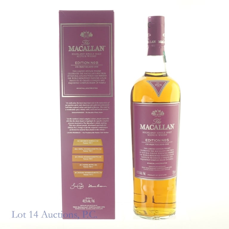 Macallan Edition No. 5 Single Malt Scotch: Macallan Edition No. 5 Single Malt Scotch, 97 Proof, 750 ml, Box included.