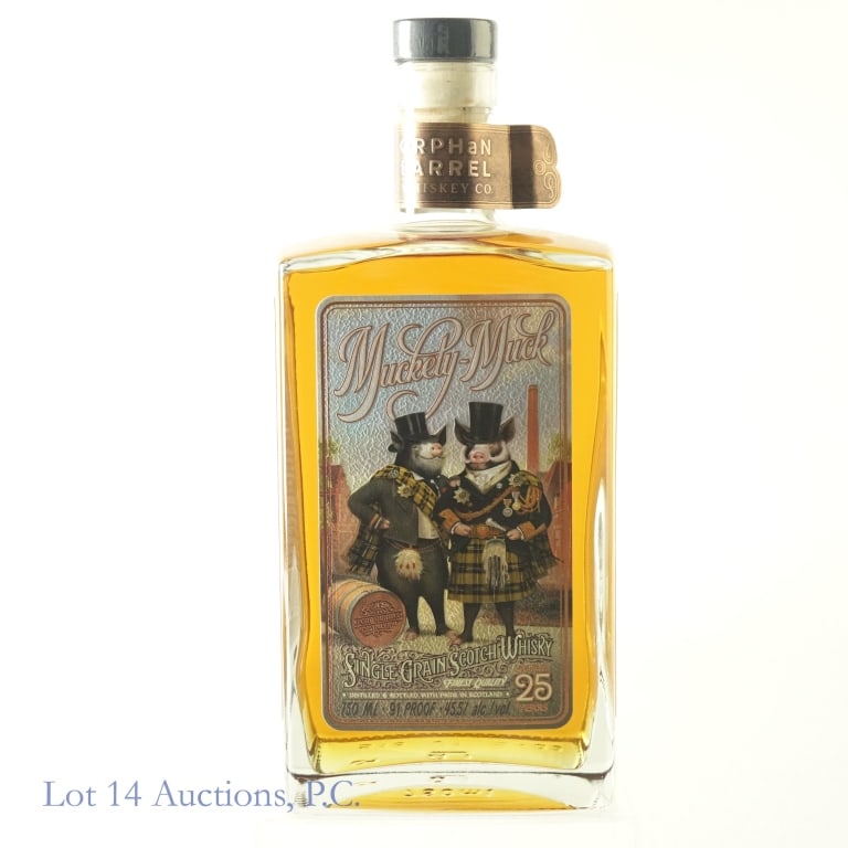 Orphan Barrel 25 Year Muckety-Muck SG Scotch: Orphan Barrel 25 Year Muckety-Muck Single Grain Scotch, 91 Proof, 750 ml, Bottle #24340.