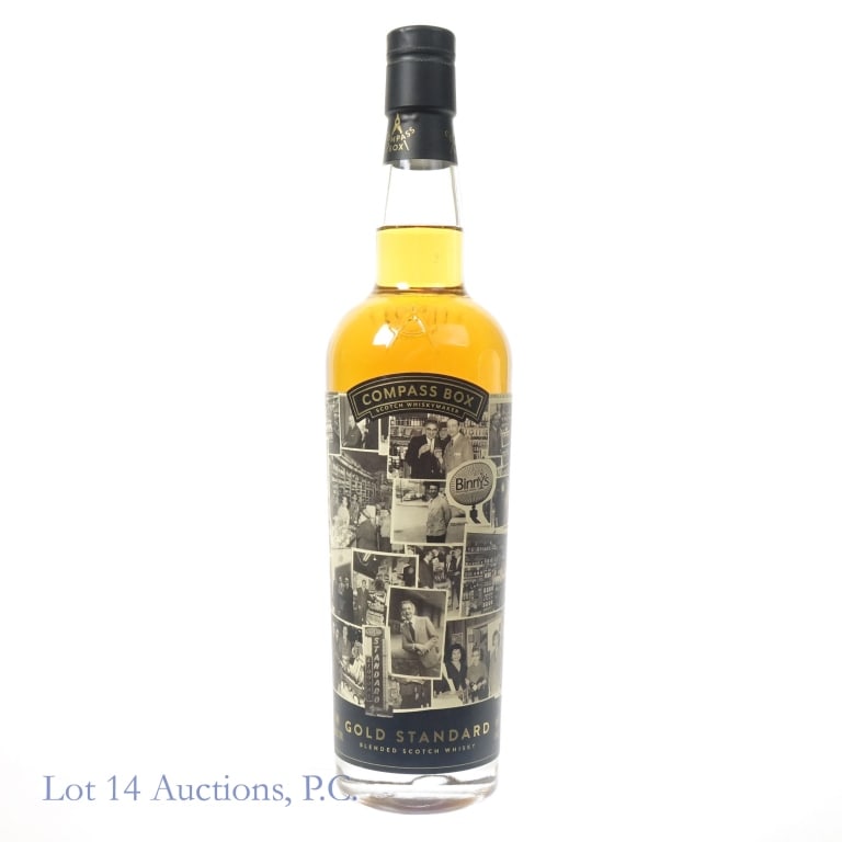 Compass Box Gold Standard Binny's 70th Ann. Scotch: Compass Box Gold Standard Binny's 70th Anniversary Blended Scotch, 92 Proof, 750 ml.
